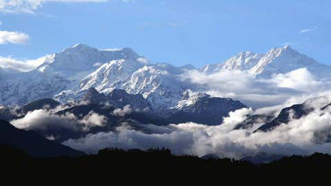 This picture taken from Kaluk Bazaar in the Indian state of Sikkim, May 11, 2007, shows a view of mount Kanchenjunga. (Diptendu Dutta/AFP/Getty Images)