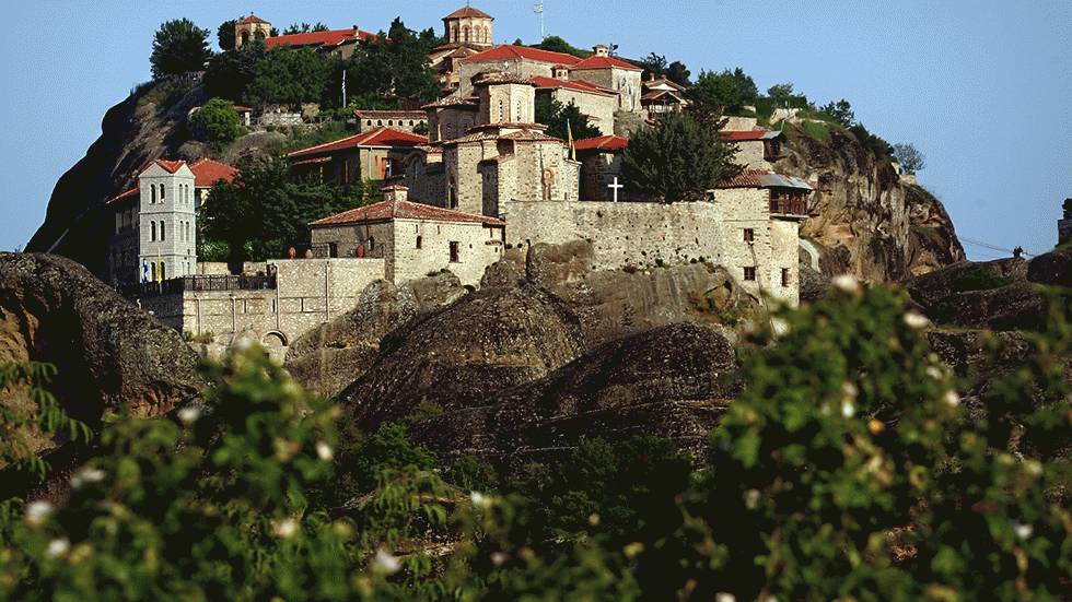 This picture taken on May 3, 2008, shows a general view of Meteora monasteries in Kalambaka in Greece. (Louisa Gouliamaki/AFP/Getty Images) 