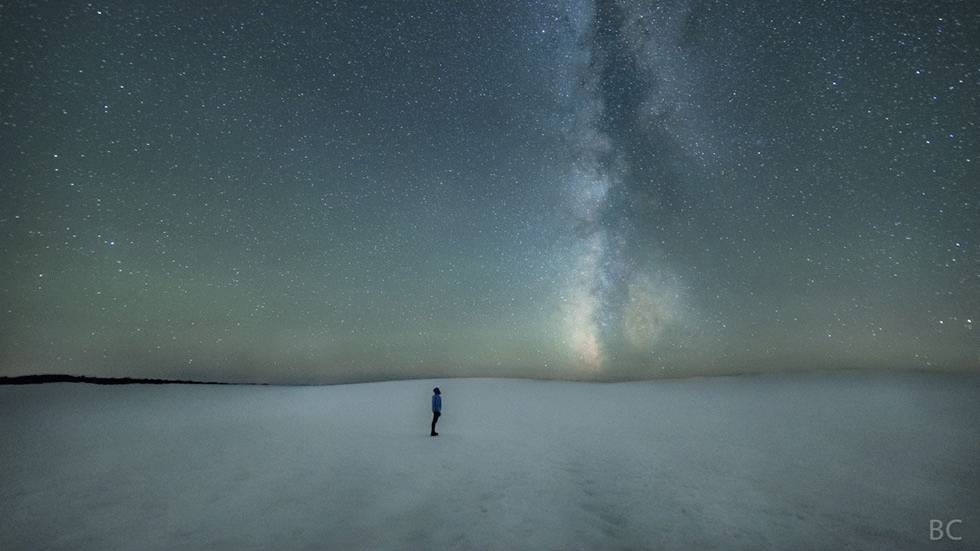 The Portland-based photographer captures the night sky in a snow-filled crater at South Sister, one of the three volcanic peaks of the Cascade Volcanic Arc, in Oregon. (Ben Canales)