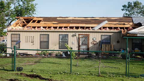 Damage from severe weather is seen near Rio Vista, Texas on April 27, 2015. (Spencer Selvidge/weather.com)