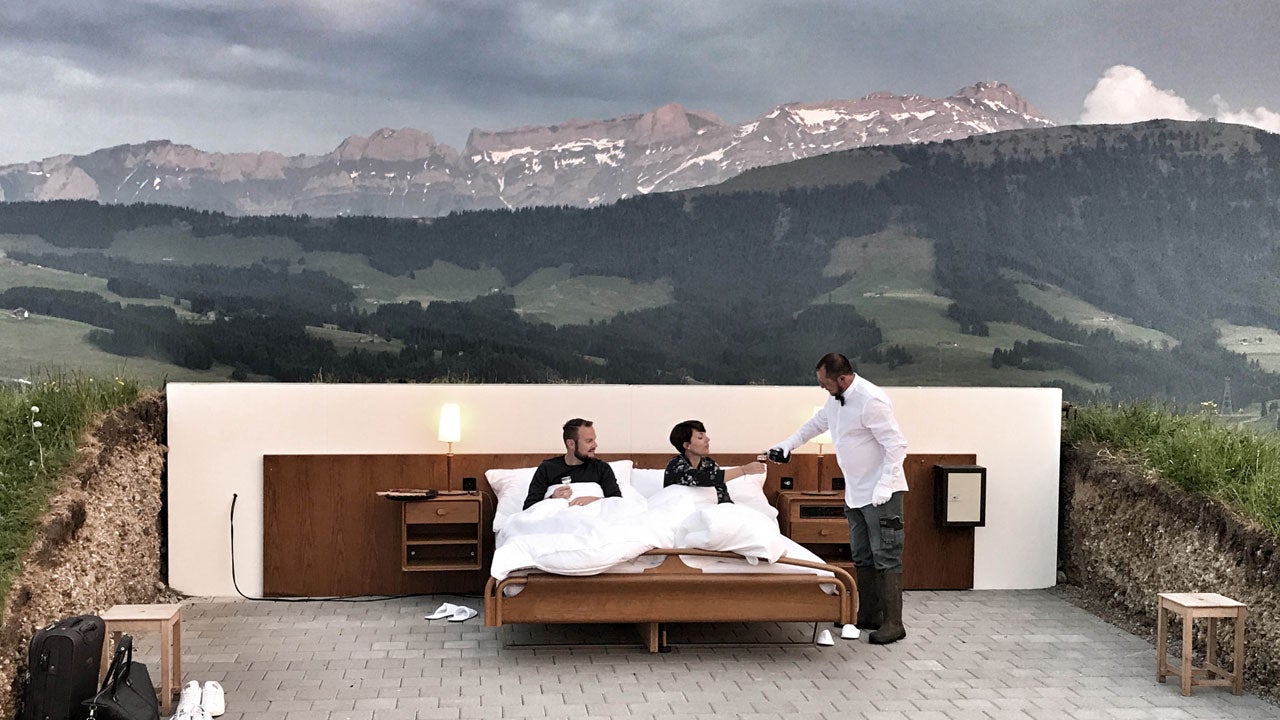 The Null Stern is an open-air hotel in Switzerland. Its name translates to &ldquo;zero stars,&rdquo; as the only star involved is the guest. It was first conceptualized as an art installation by Swiss artists Frank and Patrik Riklin in 2008. (Claudio Baeggli /Null Stern)