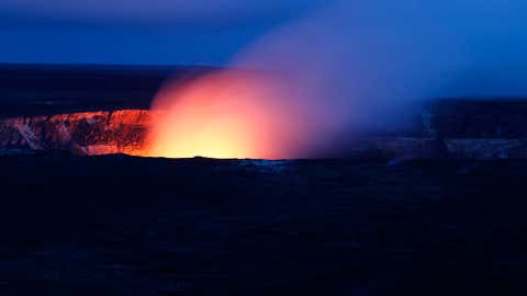 Close up of Halema'uma'u at night in Volcanoes National Park, Hawaii. (Michael Szoenyi/National Park Service)