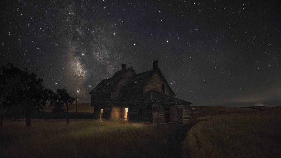 The Portland-based photographer captures the Milky Way above a cabin in central Oregon. (Ben Canales)