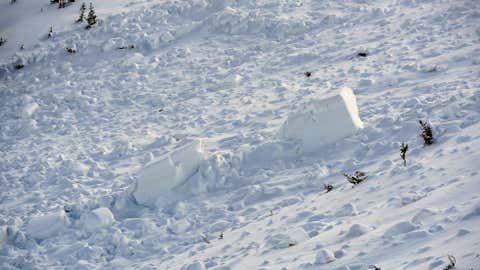 An avalanche killed 5 people in Loveland Pass, Colo. on Saturday, April 20, 2013. The avalanche was on the western flank of Mount Sniktau. This is the path the avalanche took. Some of the blocks of snow are the size of small cars. (Photo By Helen H. Richardson/ The Denver Post)