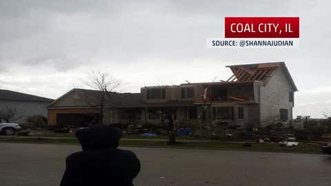 Tornado damage in Coal City, Ill. on Nov. 17, 2013. (@Shannajudian)