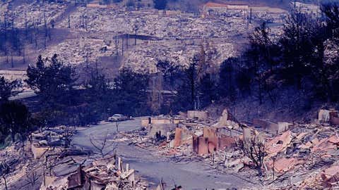 Devastation from the Oakland Hills firestorm of 1991.