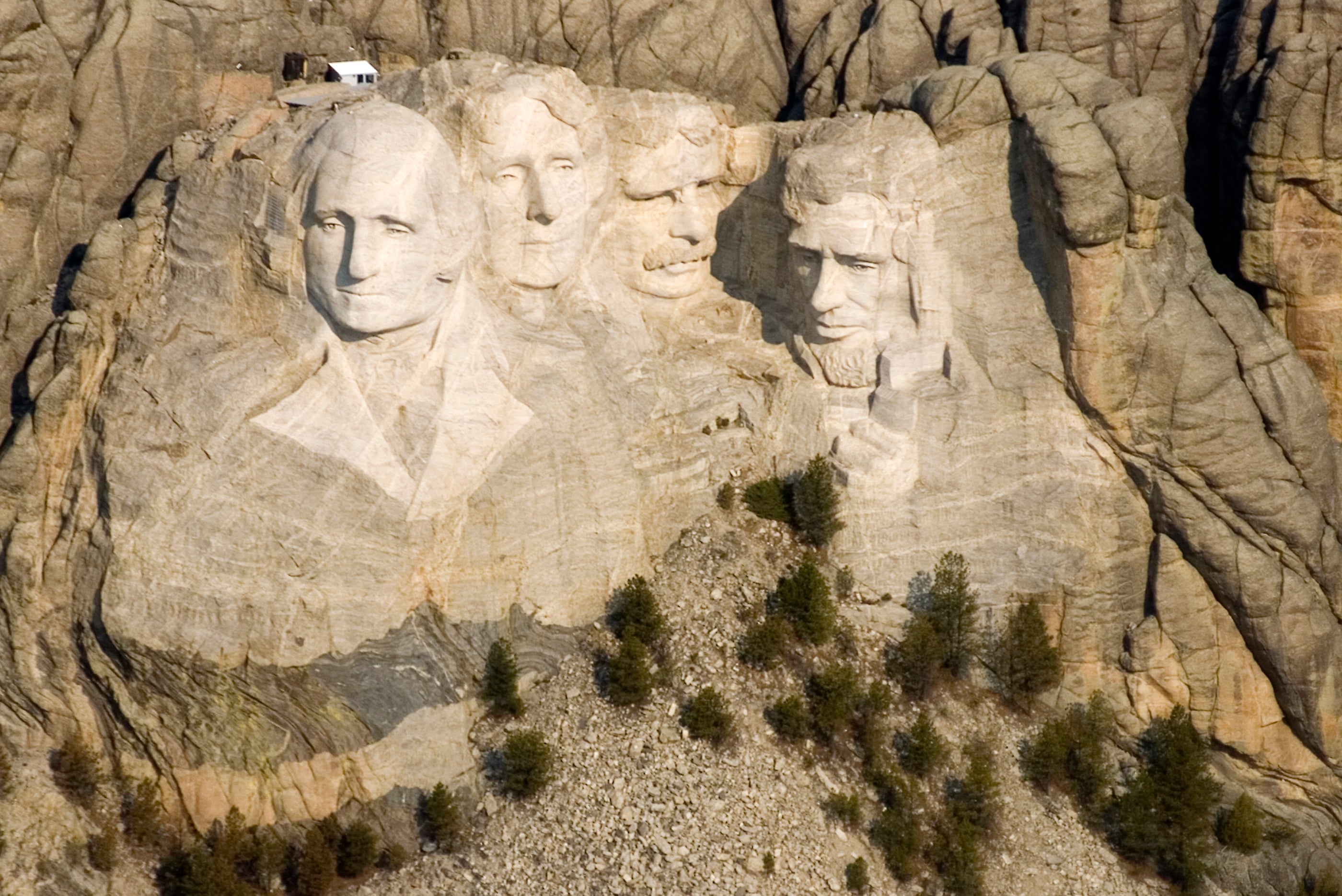 This April 22, 2008, file photo shows the Mount Rushmore National Memorial in the Black Hills of South Dakota. The National Park Service is reopening to tourists a highway pull-out area that can be used to view Mount Rushmore. (AP Photo/Mike Stewart)