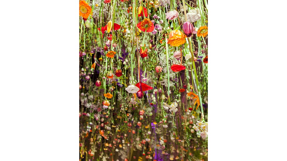 Rebecca Louise Law's 'Flower Garden Display'd' installation at the Fashion and Gardens exhibit at the Garden Museum. (Image: Jayne Lloyd/Garden World Images)