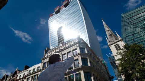 Due to its concave design, the tower reflects sunlight into a very localized point in the early afternoon, creating a pool of light, with temperatures above the immediate ambient environment. (LEON NEAL/AFP/Getty Images)