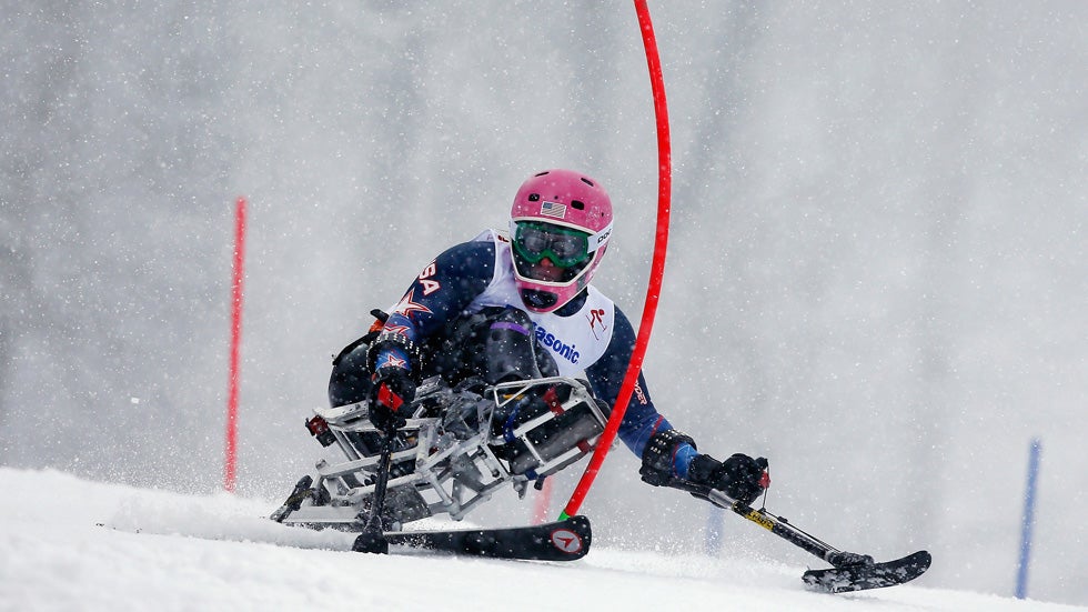 Laurie Stephens of USA competes in the Women's Slalom 1st Run - Sitting during day five of Sochi 2014 Paralympic Winter Games on March 12, 2014 in Sochi, Russia. (Tom Pennington/Getty Images)
