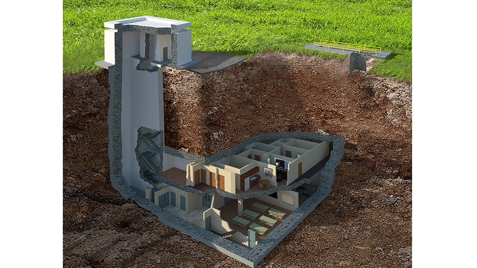 An illustration of the bunker shows its aboveground and underground components.  (Courtesy Harry Norman, REALTORS&reg;)
