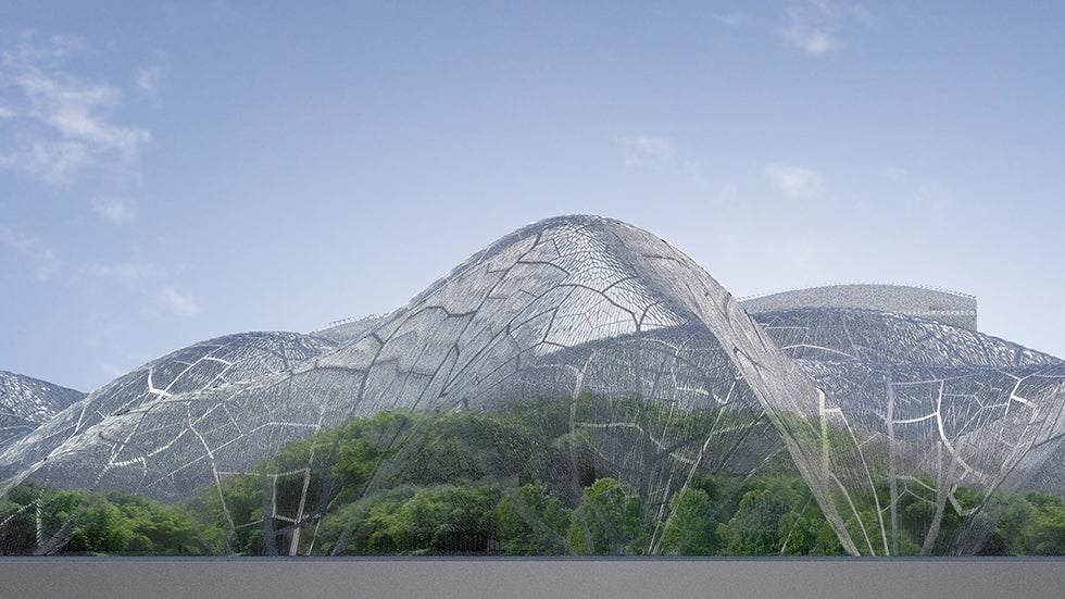 A rendering shows the concept behind Orrpoject's 'Bubble,' which would promote clean air for parks, homes and businesses. (Orproject)