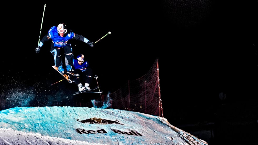 Competitors race during the finals at the Red Bull Kronplatz Cross in Valdaora, Italy, on February 11, 2012. (Alessandro Belluscio/Red Bull Content Pool)