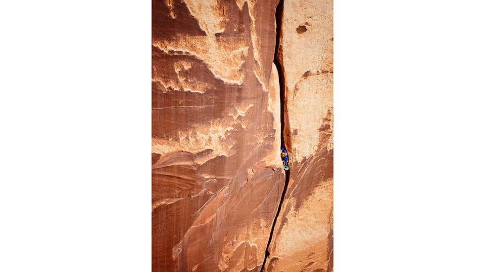 Pamela Shanti Pack climbing in Indian Creek, Utah. (Jeremiah Watt)