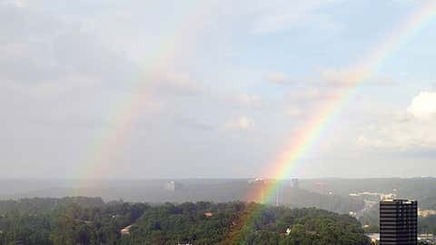 iWitness contributor mered3th snapped this image of double rainbows in Marietta, Ga. What's found at the end of the rainbows? The Weather Channel headquarters! (iWitness/mered3th)