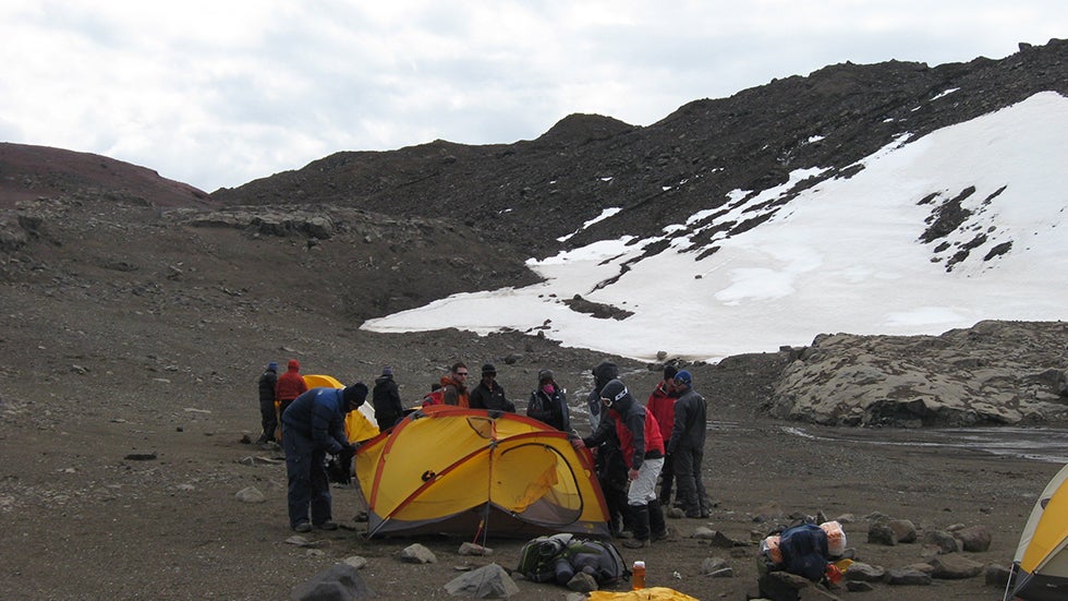 Campers in Antarctica don't sleep in tents. The tents contain and protect emergency gear.  (www.quarkexpeditions.com)