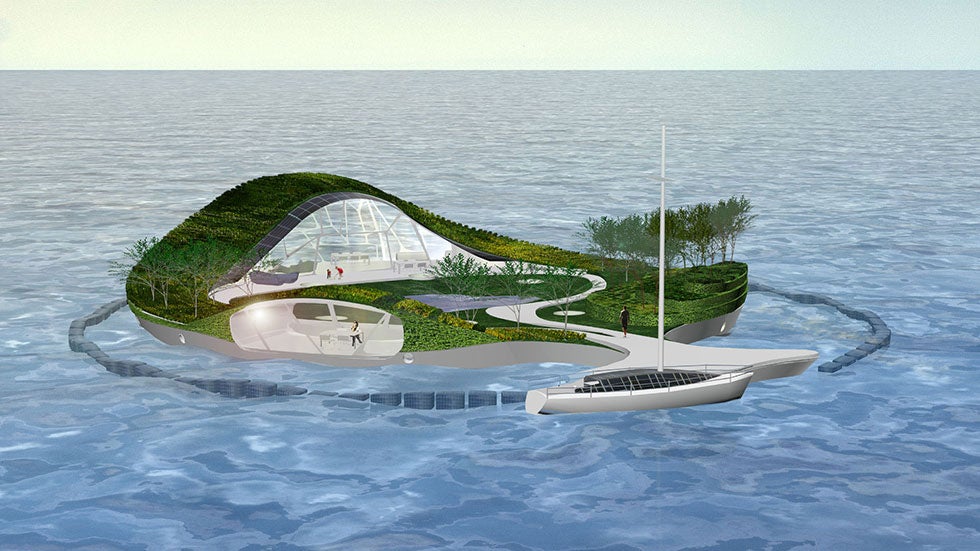 WHIM's floating recycled island villa concept. (Image: Ramon Knoester/WHIM architecture)