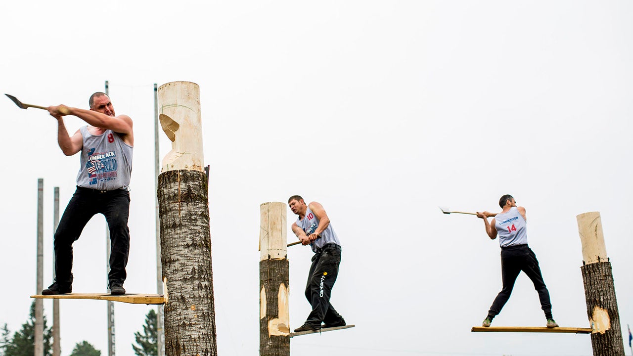 Lumberjack World Championships in Hayward, Wisc., July 2014. (Narayan Mahon)