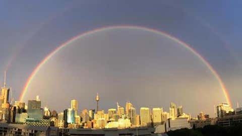 Double rainbow over Australia's Sydney Harbour (Caleb Brown/Twitter)