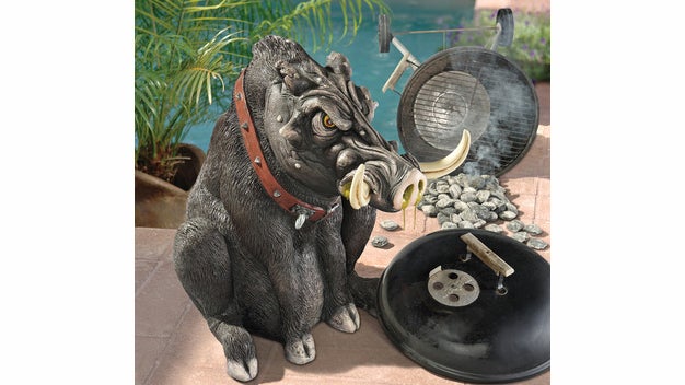 Warthogs aren't known for their friendly nature, but they make creative additions to your backyard. (Image: Skymall.com)
