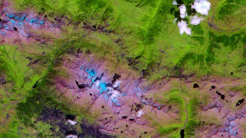 The Alps may be more famous, but the Pyrenees have been around much longer: tens of millions of years longer, in fact. These mountains formed between 100 and 150 million years ago when the landmass that Spain occupies pushed into the one that France occupies. (NASA)