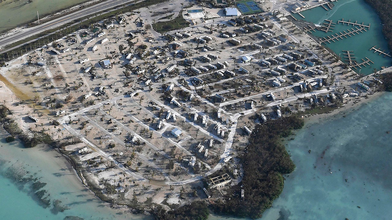 Overturned trailer homes are shown in the aftermath of Hurricane Irma, Monday, Sept. 11, 2017, in the Florida Keys. (Matt McClain/The Washington Post via AP, Pool)