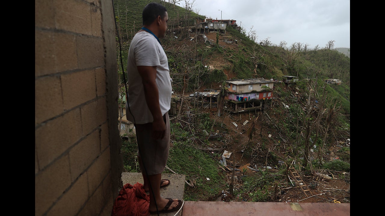 Jerry Cruz Calder&oacute;n is photographed in his home in the community in the sector La Cuesta, in Juncos, Puerto Rico, on Thursday, October 19, 2017, a month after Hurricane Maria hit the island. (Teresa Canino/GFM Media/AP Photo)