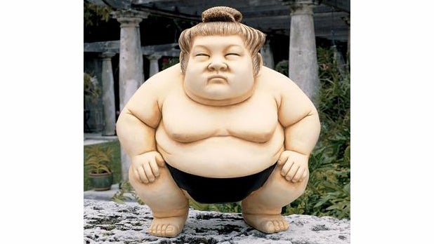 Because nothing says flowers like ... a sumo wrestler statue? (Image: Skymall.com)