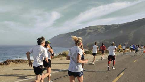 Runners are drawn to California's Big Sur Marathon for both its beauty and its challenges, especially the infamous hill known as Hurricane Point. Here, the course climbs more than 300 feet over a single mile. (Courtesy Big Sur Marathon)
