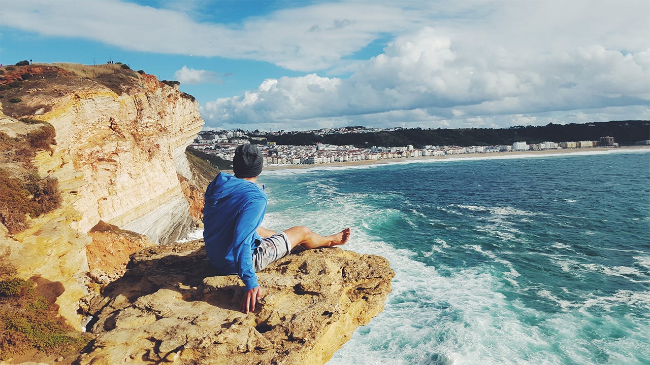 Overlooking the blue waters on the cliffs of Nazare, Portugal. (Photo credit: Dino Mehle)
