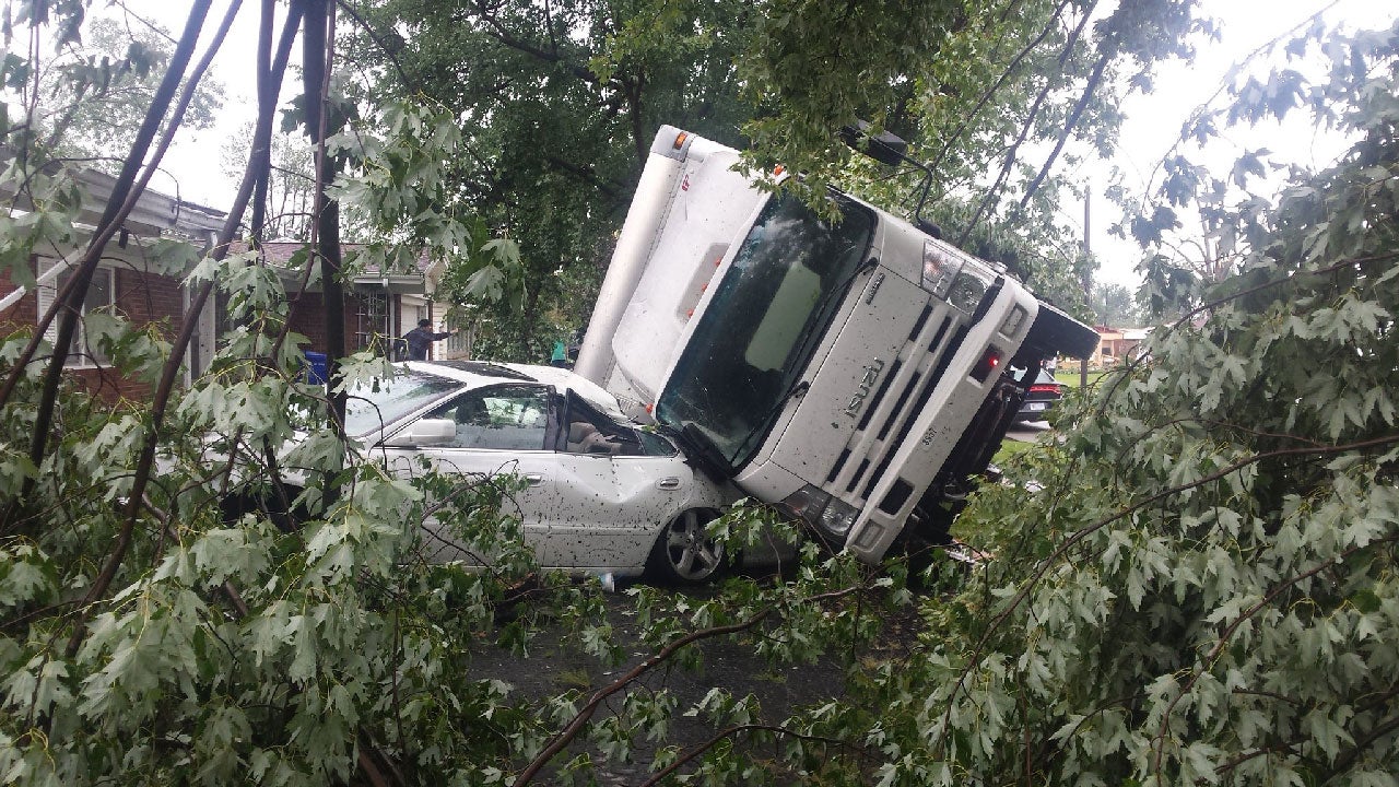 Cars are damaged in Kokomo, Indiana, by a tornado that hit the area on Wednesday, Aug. 24, 2016. (Twitter/TeeJay Crawford)