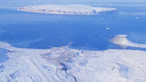 Aerial view of Thule Air Force Base in northwest Greenland