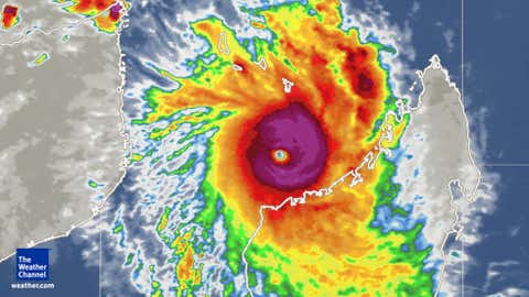 Infrared satellite image of Tropical Cyclone Hellen on Sunday, March 30, 2014.