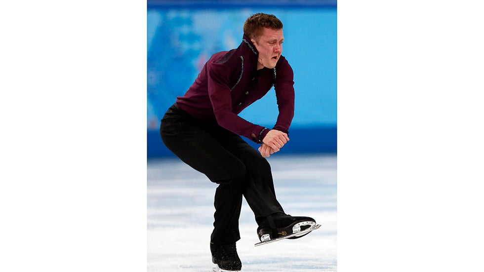 U.S. Jeremy Abbott performs in the men's figure skating team short program at the Iceberg Skating Palace during the Sochi Winter Olympics on Feb. 6, 2014.  (Adrian Dennis/Getty Images)
