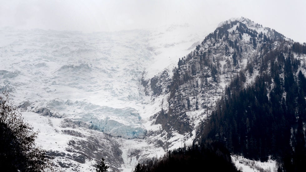 View of the Bossons glacier in Chamonix-Mont-Blanc, France. A French climber scaling the glacier recently discovered a chest containing $332,000 worth of jewels believed to have been lost in a 1966 airplane crash. ( JEAN-PIERRE CLATOT/AFP/Getty Images)