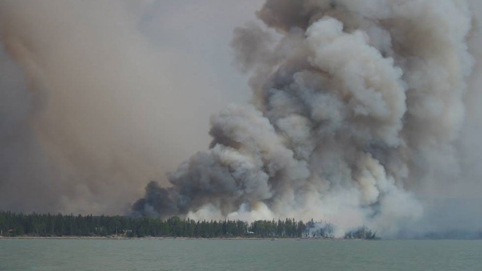 A portion of the Funny River fire burns near Bear Creek in the Kenai National Wildlife Refuge, May 26, 2014. (USFWS/Todd Eskelin)