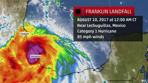 Hurricane Franklin landfall