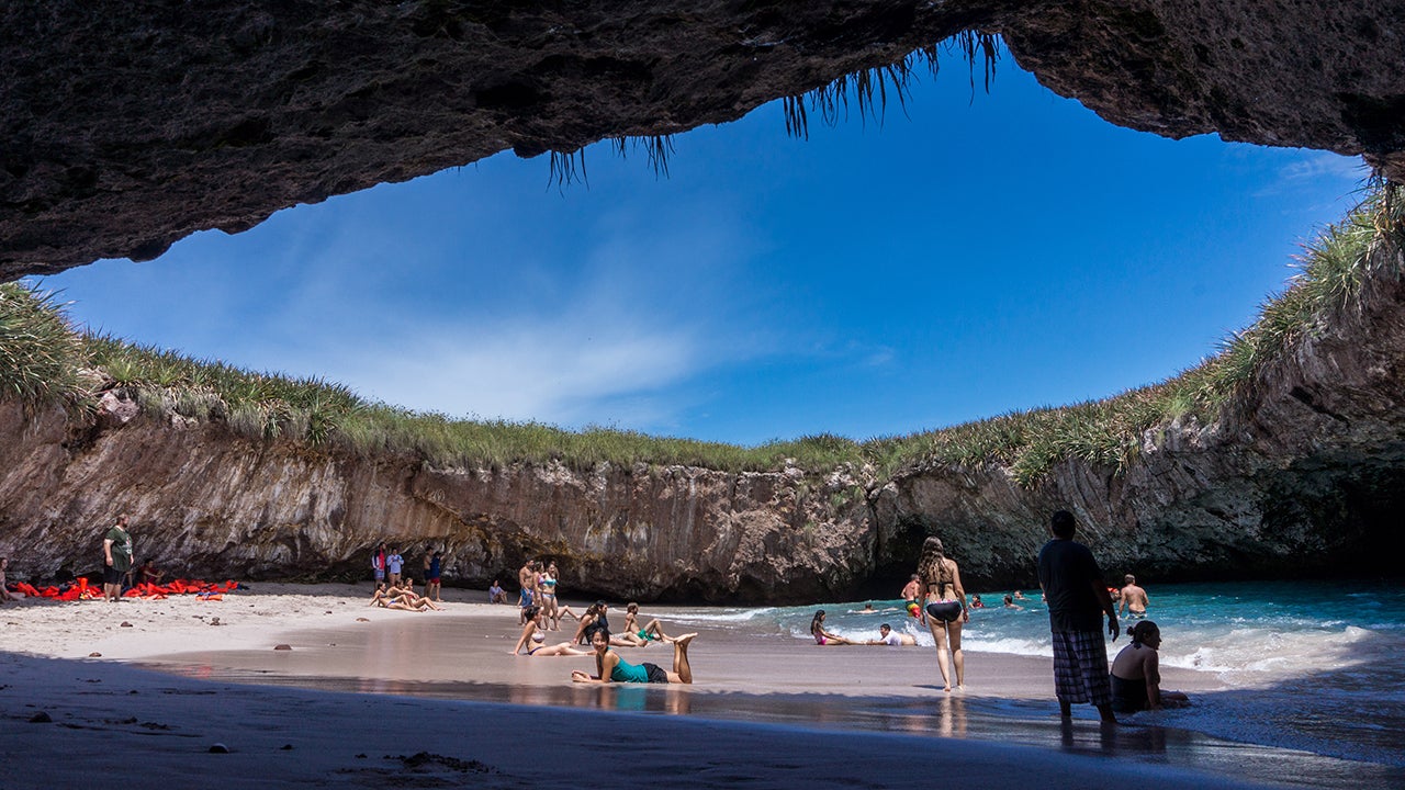 Hidden Beach, also known as Playa Del Amor, is located on the Marieta Islands, a few miles off the coast of Nayarit, Mexico. (W. Ebiko/Getty Images)