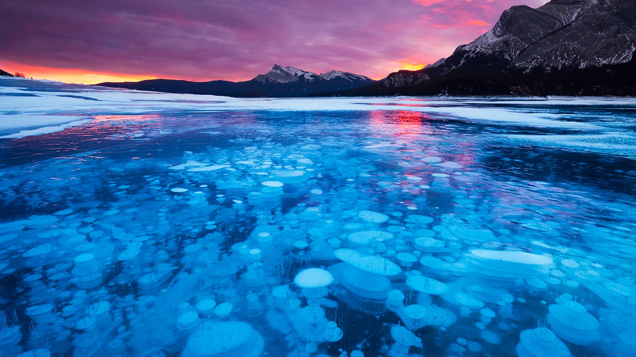 Frozen methane bubbles are highly flammable. During winter, the bubbles are trapped within the frozen water as dead leaves, grass and animals are consumed by bacteria. (Miles Ertman/Getty Images)