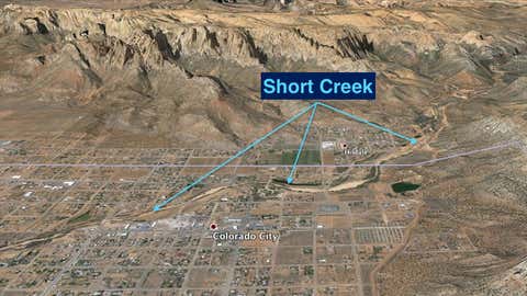 The canyons north of Hildale, Utah, and Colorado City, Arizona. (Google Earth)