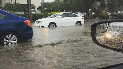 Floodwaters rise in Tampa, Fla., making the commute difficult on the morning on Monday, Aug. 3, 2015. (@jshmoe/instagram)