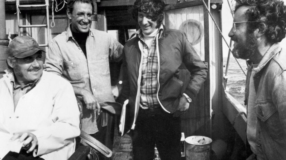 File image of director and actors from the movie "Jaws"