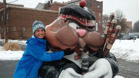 Jen Carfagno, meteorologist with The Weather Channel, joined severe weather expert Dr. Greg Forbes at his induction into the Weather Hall of Fame at the Punxsutawney Weather Discovery Center in 2011.