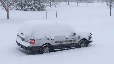 The Scottsbluff, Nebraska area received approximately six inches of snow from Winter Storm Leo. (@NSP_TroopE/Twitter)