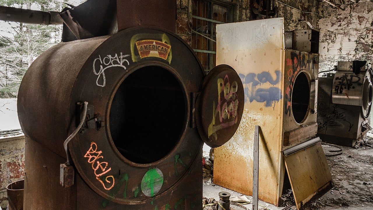 A laundry facility at Henryton State Hospital is photographed above. Henryton State Hospital was established as a sanatorium for African-Americans diagnosed with tuberculosis.