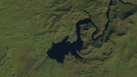 Millerton Lake in January 2017. It's also apparent from the two photos how the rain has greened up the surrounding landscape.