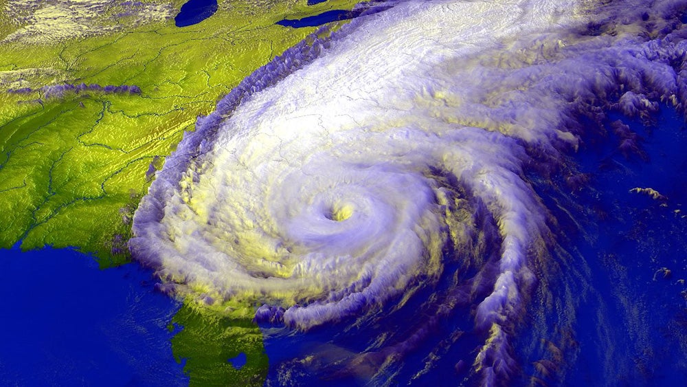 A satellite image from the afternoon of Sept. 15, 1999, showing Hurricane Floyd approaching North Carolina.