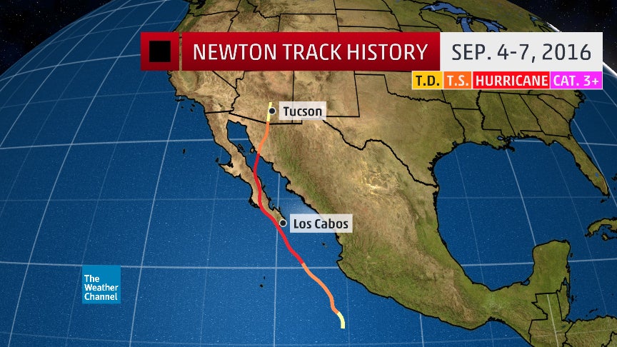 Track history of Hurricane Newton from September 4-7, 2016. 