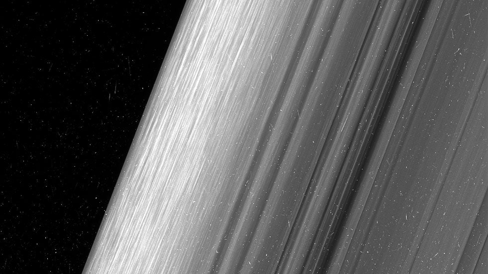 The image above shows a region in Saturn's outer B ring. NASA's Cassini spacecraft viewed this area at a level of detail twice as high as it had ever been observed before. (NASA/JPL-Caltech/Space Science Institute)
