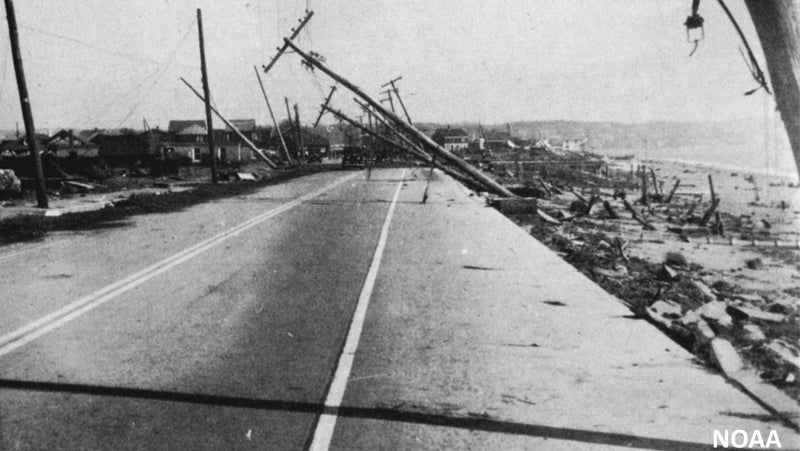 Storm damage at Island Park where waves were reported at 30 to 40 feet in height.